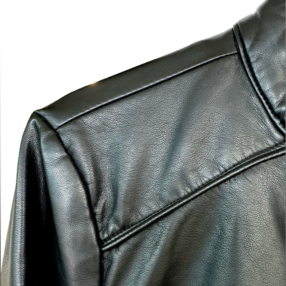 NEW! Guess Moto Bomber Jacket Black Faux Leather Size Large - Picture 5 of 10
